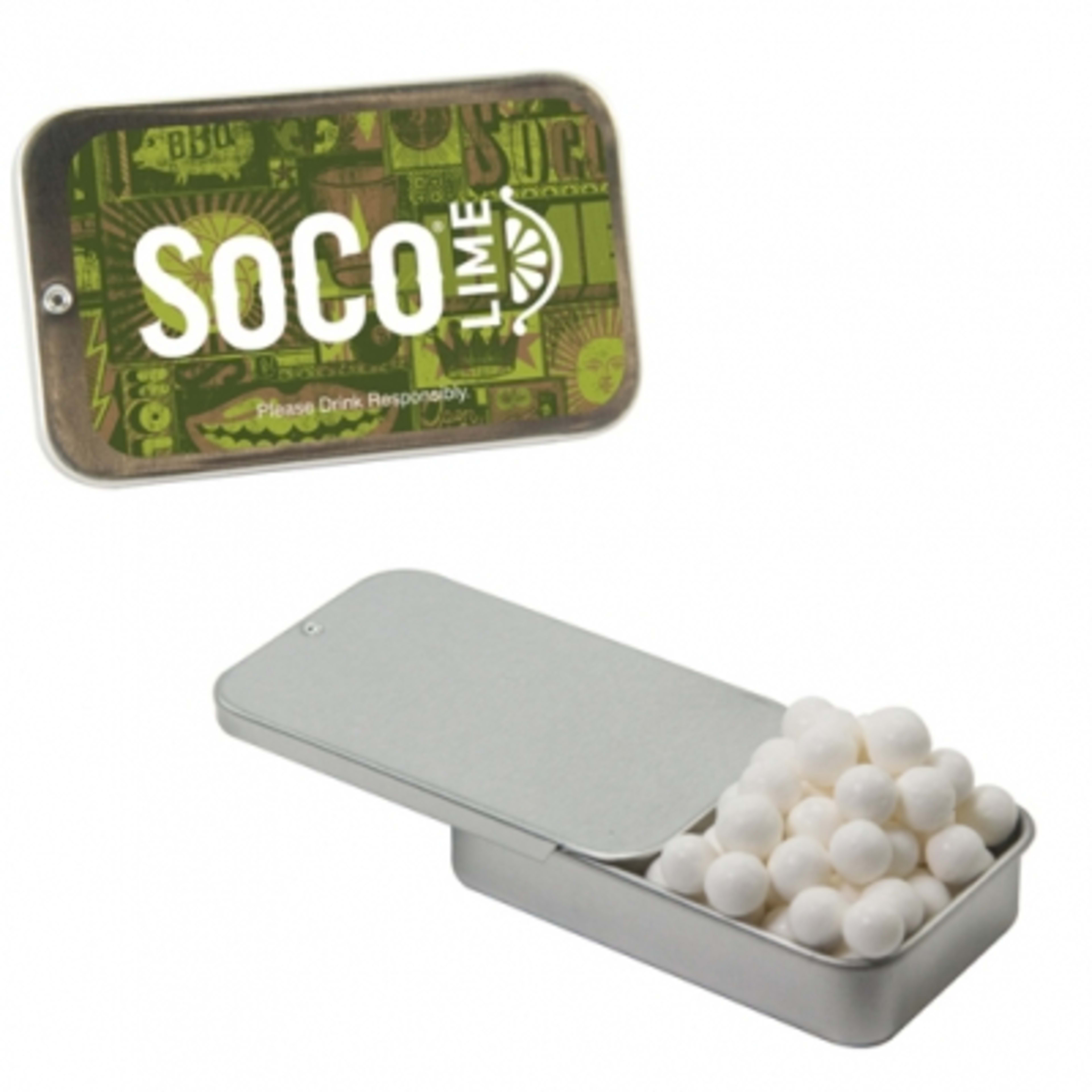 Slider Tin with Custom Mints Candy or Gum - 2.75 x 1.6 x 0.6 in - product view 2