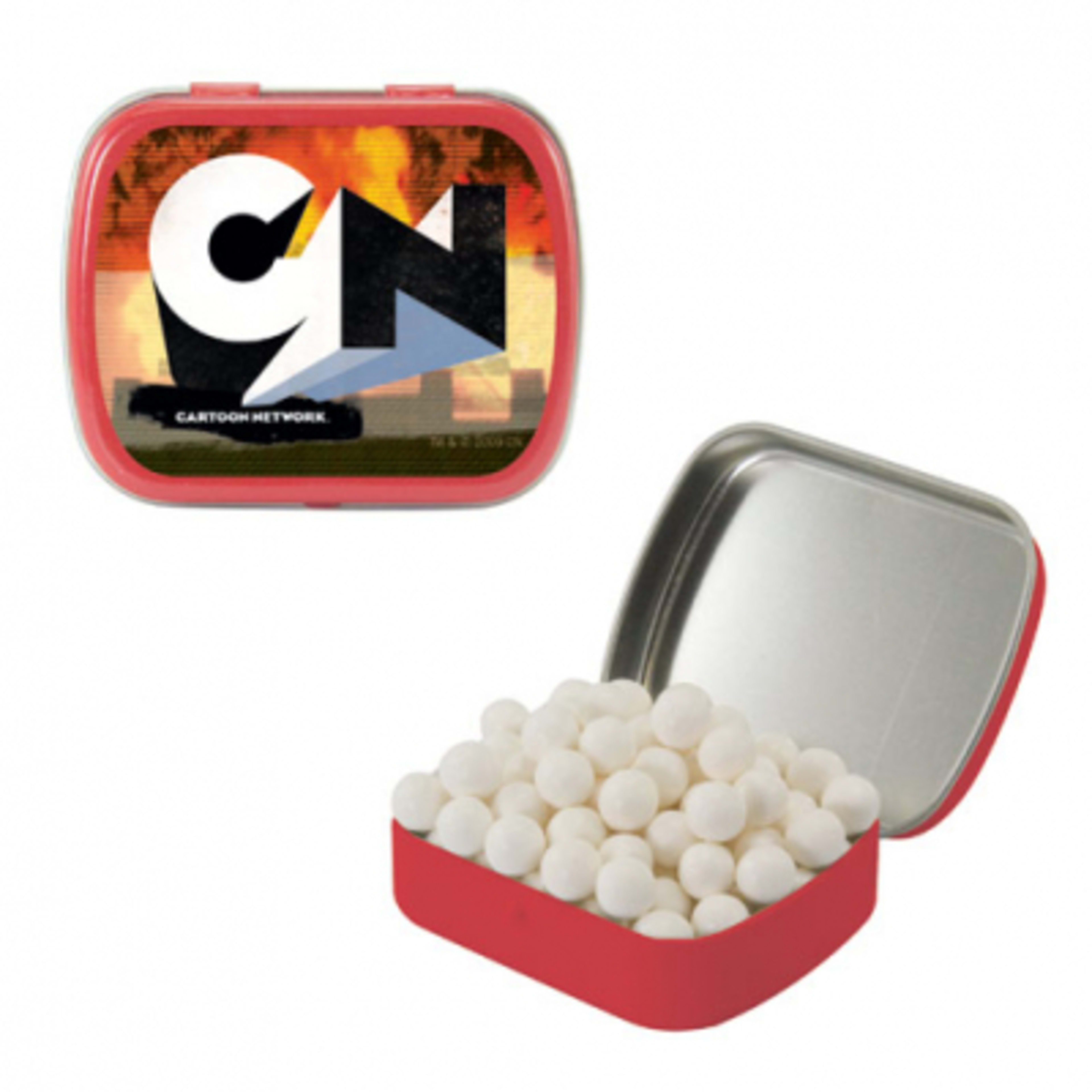 Candy Tin Small Hinged with Custom Fill - 2.375 in - Group Shot - promotional product with custom logo