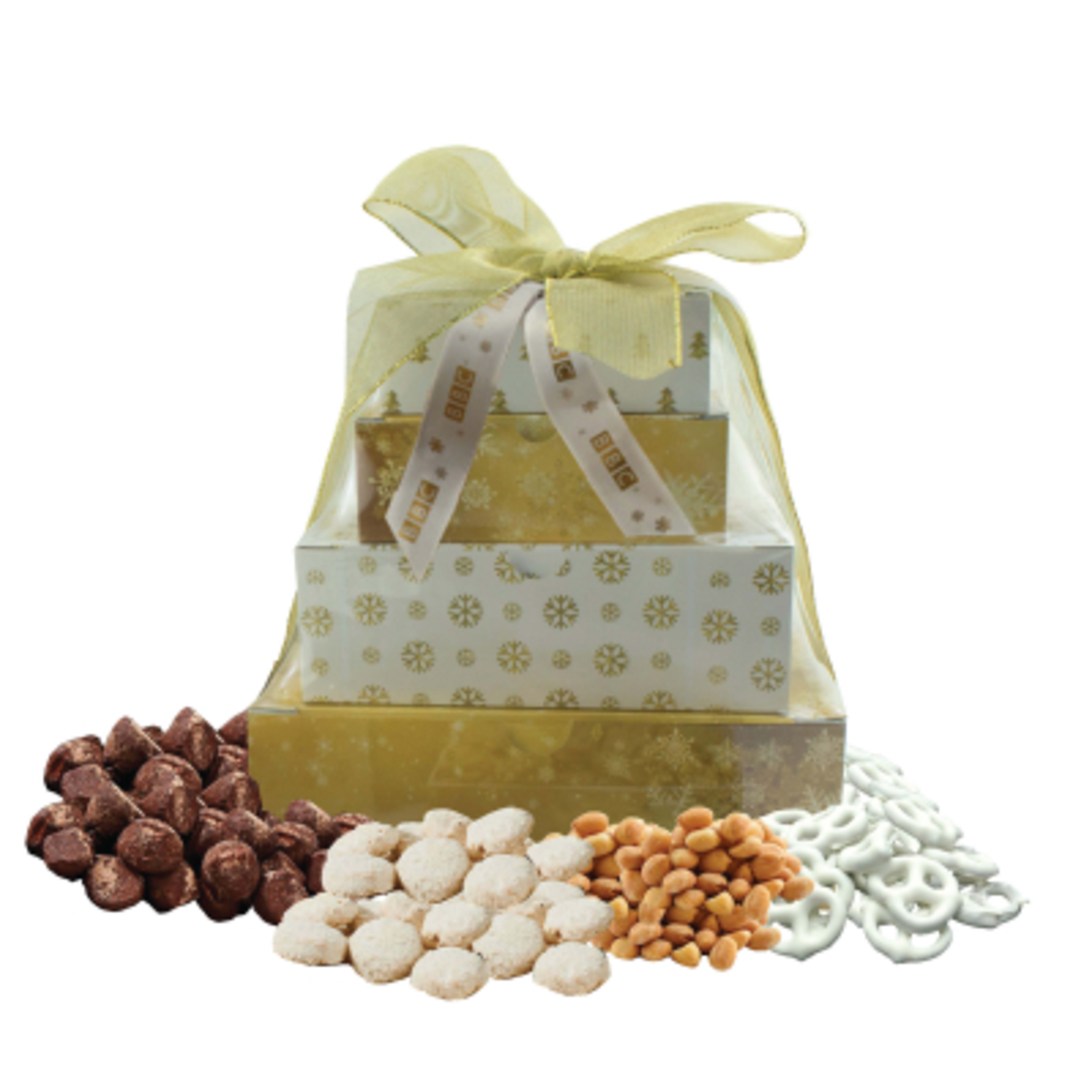 Gift Tower Four-Tier with Mixed Treats - 7.25 x 8 in - Group Shot - product view 1
