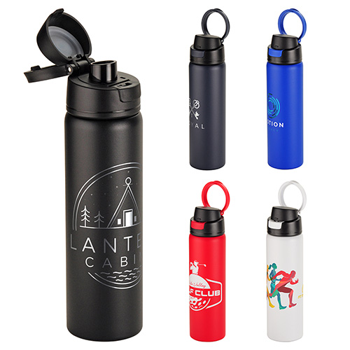 Cabrio 24 oz Recycled Stainless Steel Vacuum Insulated Bottle - promotional product with custom logo