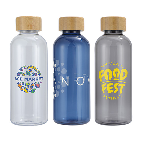 Vida 22 oz RPET Reusable Sports Bottle w/ Bamboo Lid - promotional product with custom logo