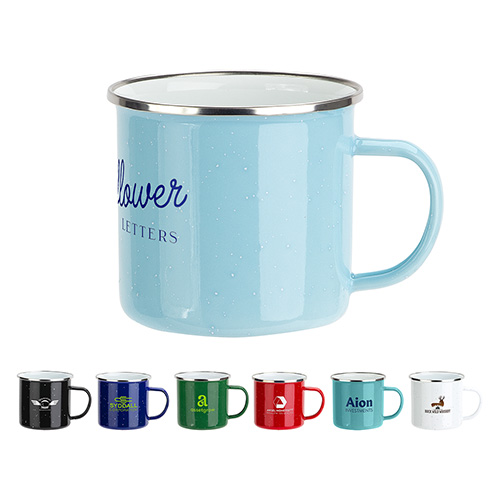 Foundry 16 oz Enamel-Lined Iron Coffee Mug - promotional product with custom logo