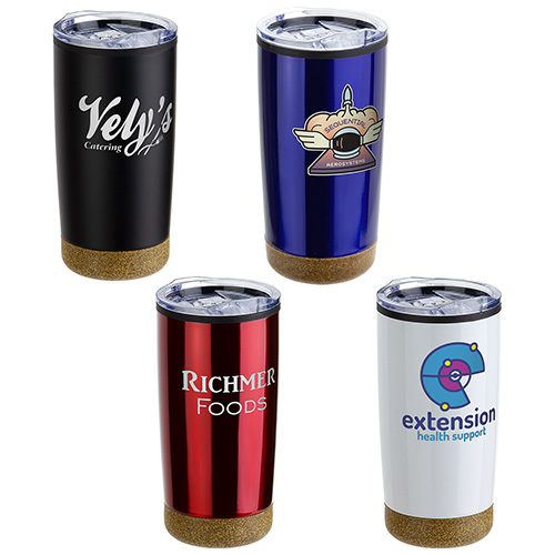 York 20 oz Stainless Steel/Polypropylene Tumbler with Cork Base - promotional product with custom logo