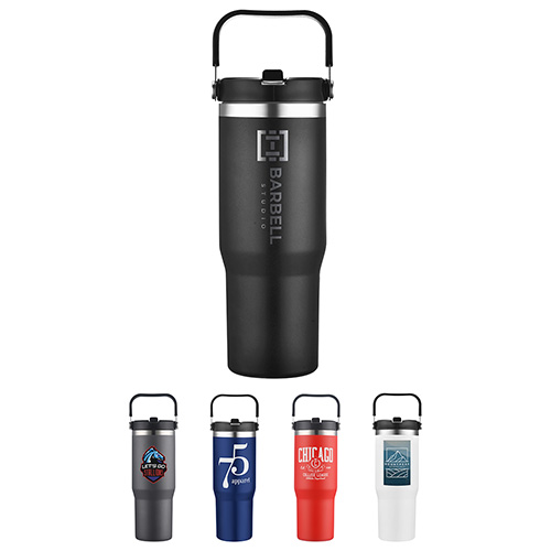Tollara 30 oz Vacuum Insulated Tumbler with Flip Top Spout - promotional product with custom logo