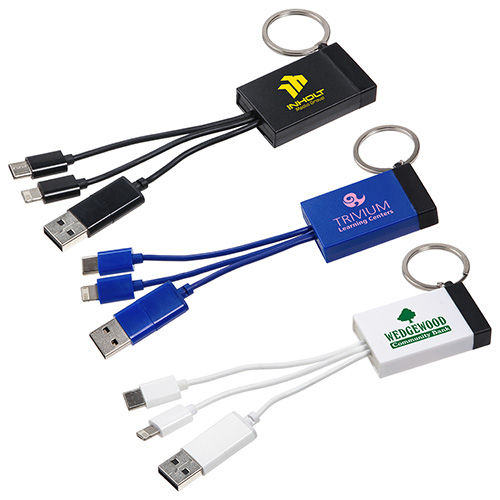 Triplet 3-in-1 Charging Cable with Screen Cleaner - promotional product with custom logo