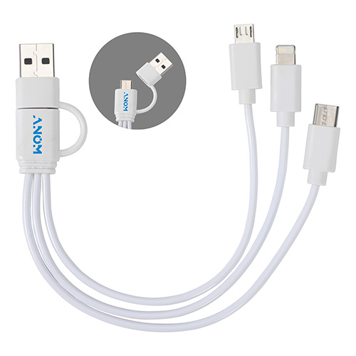 Tribune 3-in-1 Charging Cable - promotional product with custom logo