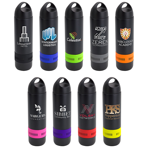 Bayou 14 oz Combo Water Bottle & Wireless Speaker - promotional product with custom logo