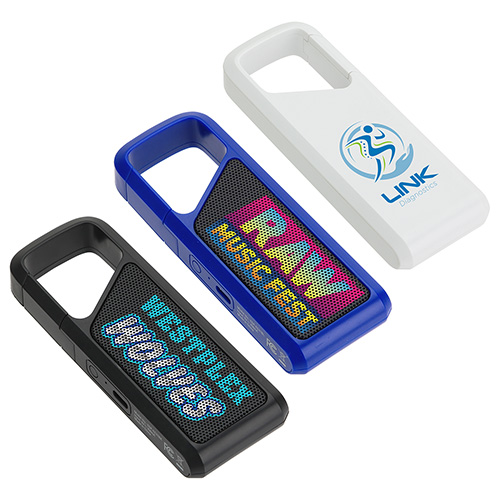 Ensemble Clip-On Wireless Speaker - promotional product with custom logo