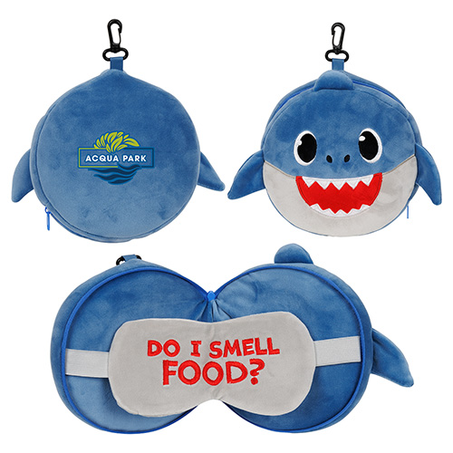 Comfort Pals™ Shark 2-in-1 Pillow Sleep Mask - promotional product with custom logo