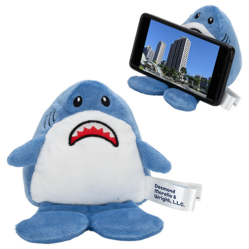 Phone Pals™ Weighted Plush Phone Holder - Shark - promotional product with custom logo