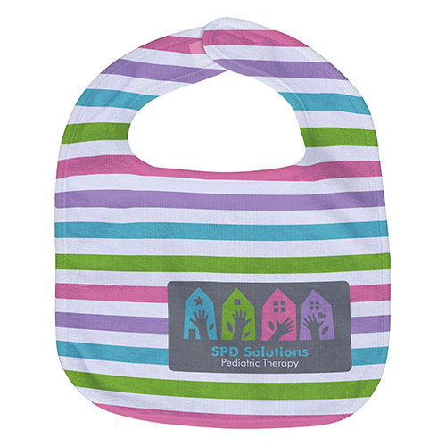 Silk Touch Baby Bib 10" x 13" 360GSM Poly/Cotton - Full Color - promotional product with custom logo