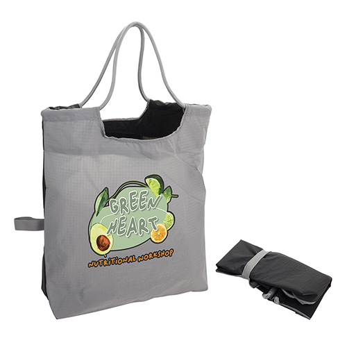 Boulevard Foldable Ripstop Tote with Cinch Cord Handles - promotional product with custom logo