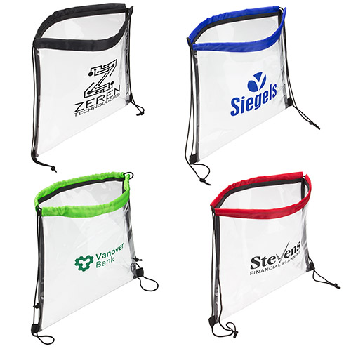 Clear Vinyl Bag with Drawstring - promotional product with custom logo