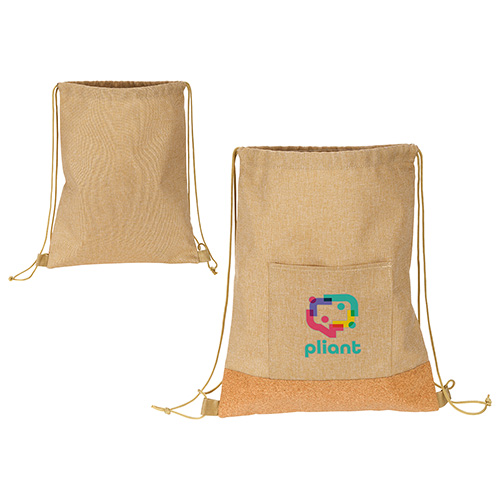 Carina RPET & Cork Drawstring Backpack - promotional product with custom logo