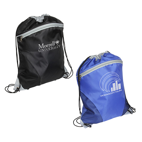 Cyclone Mesh Curve Polyester Drawstring Backpack - promotional product with custom logo