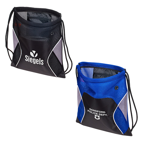 Jumbo Globetrotter Mesh Fabric Drawstring Bag - promotional product with custom logo