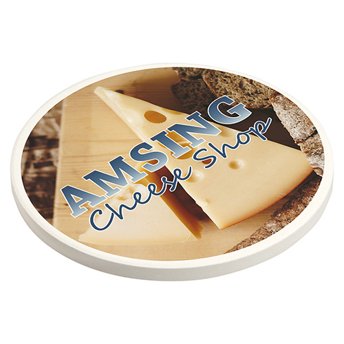Cobblestone Absorbent Coaster with Cork Base - promotional product with custom logo