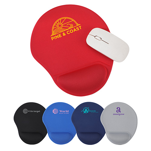 Wave Non-Slip Mouse Pad with Gel Wrist Rest - promotional product with custom logo
