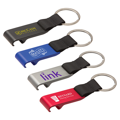 Aluminum Bottle Opener with Key Ring - promotional product with custom logo