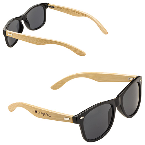 Bamboo Recycled Polycarbonate UV400 Sunglasses - promotional product with custom logo