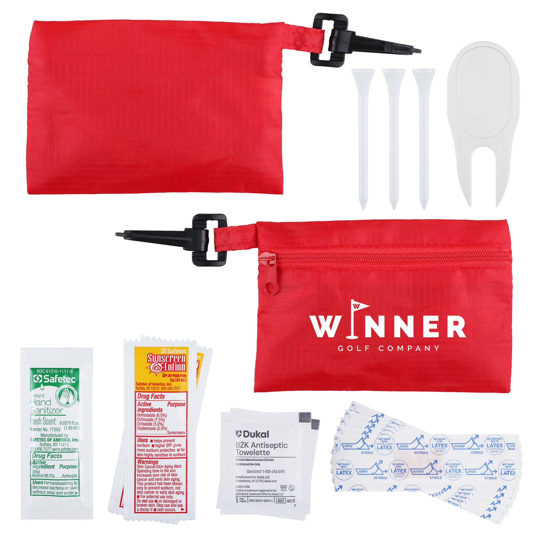 Golf First Aid Kit Polyester Pouch - 5 x 3.5 in - View 4 - Bulk Custom First Aid Kits - product view 3
