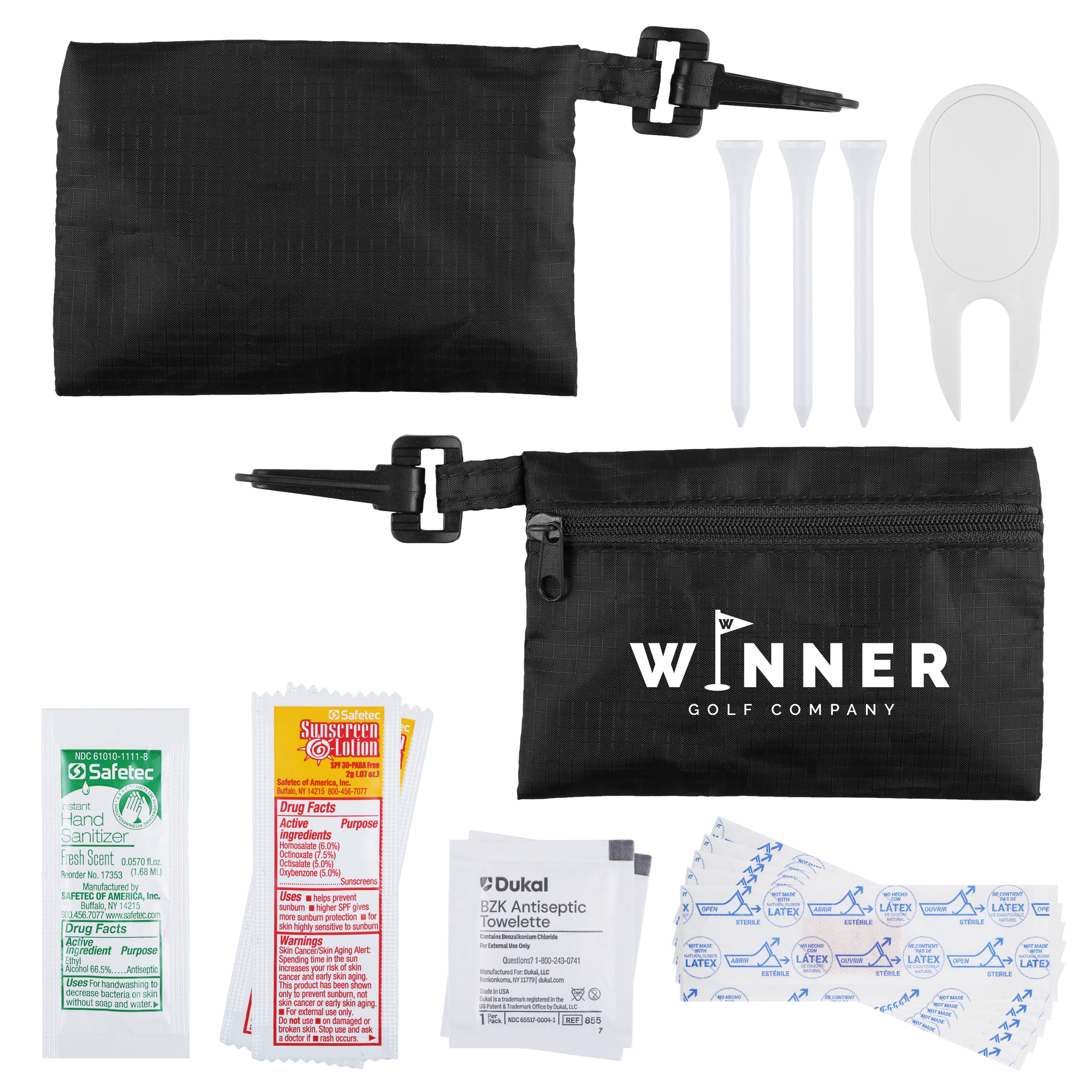 Golf First Aid Kit Polyester Pouch - 5 x 3.5 in - View 10 - Imprinted First Aid Kits - product view 9