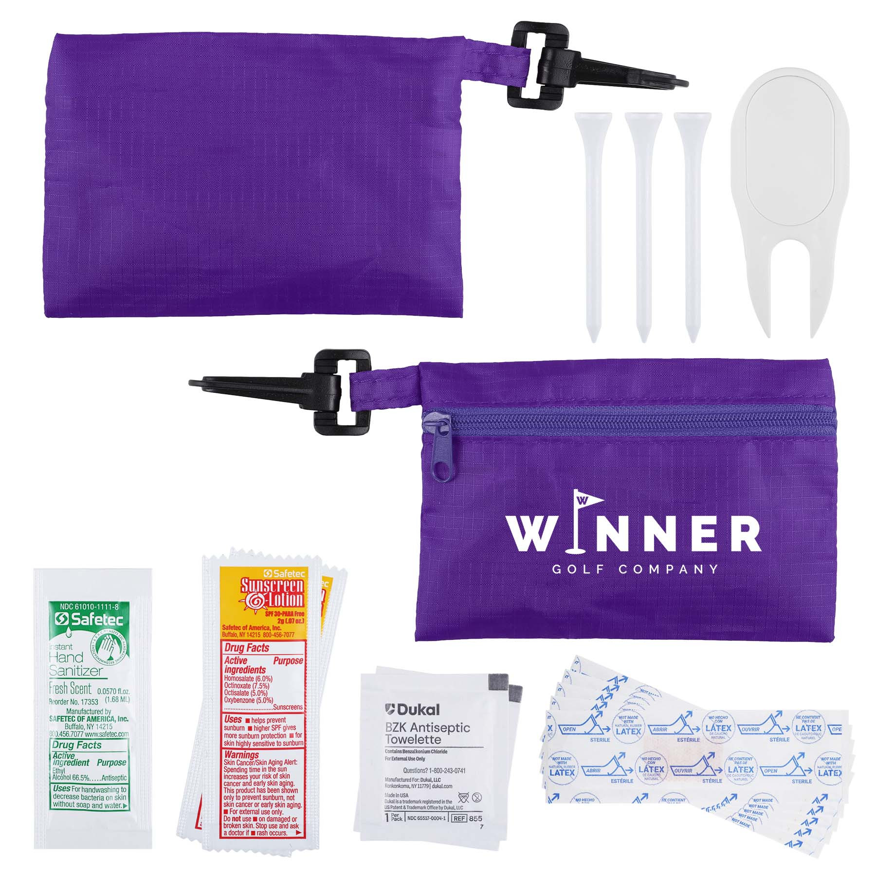 Golf First Aid Kit Polyester Pouch - 5 x 3.5 in - View 7 - Personalized First Aid Kits - product view 6