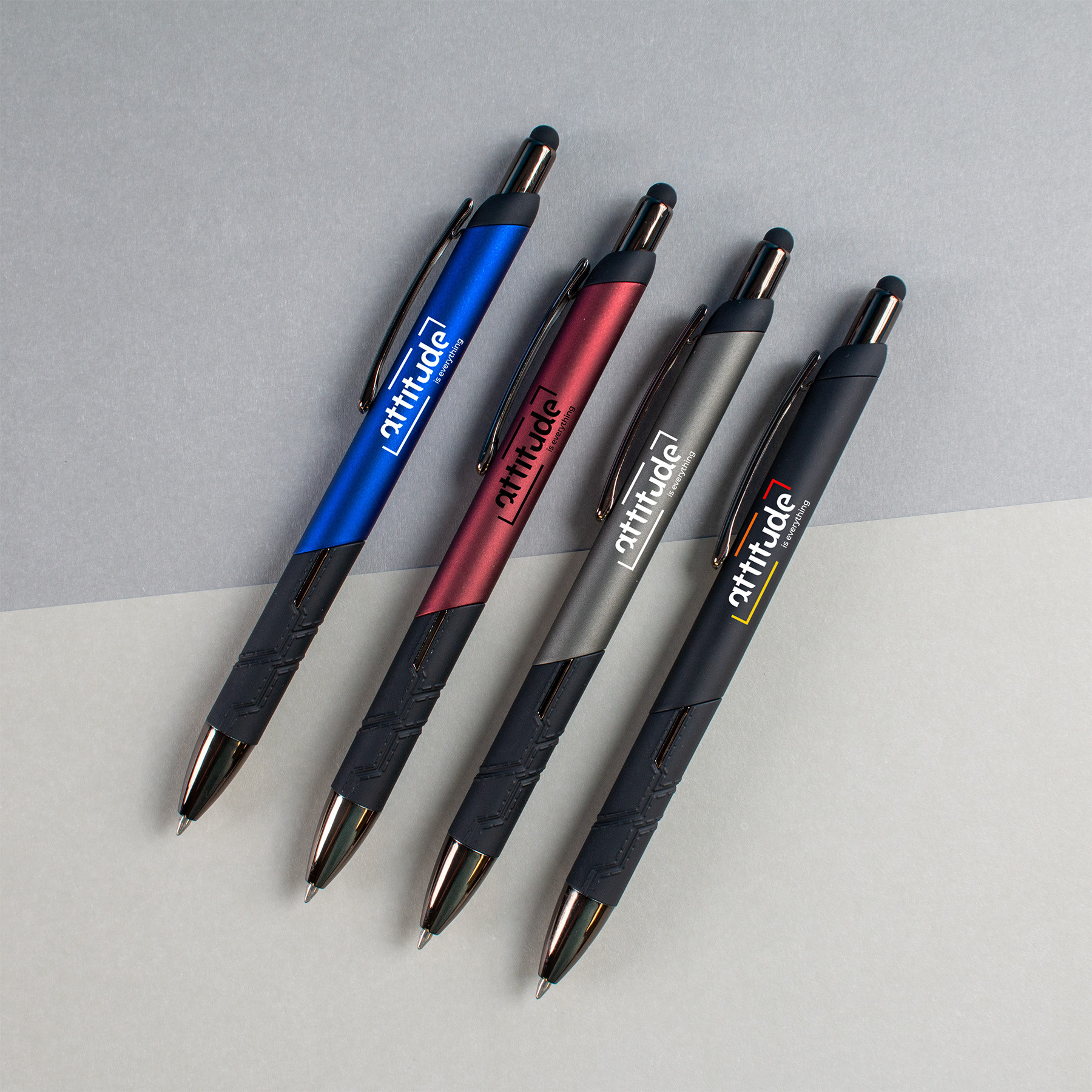 Pen Gel Stylus Gunmetal Chrome Accents - 5 45/64 in - View 2 - Custom Stylus Pens - product view 3