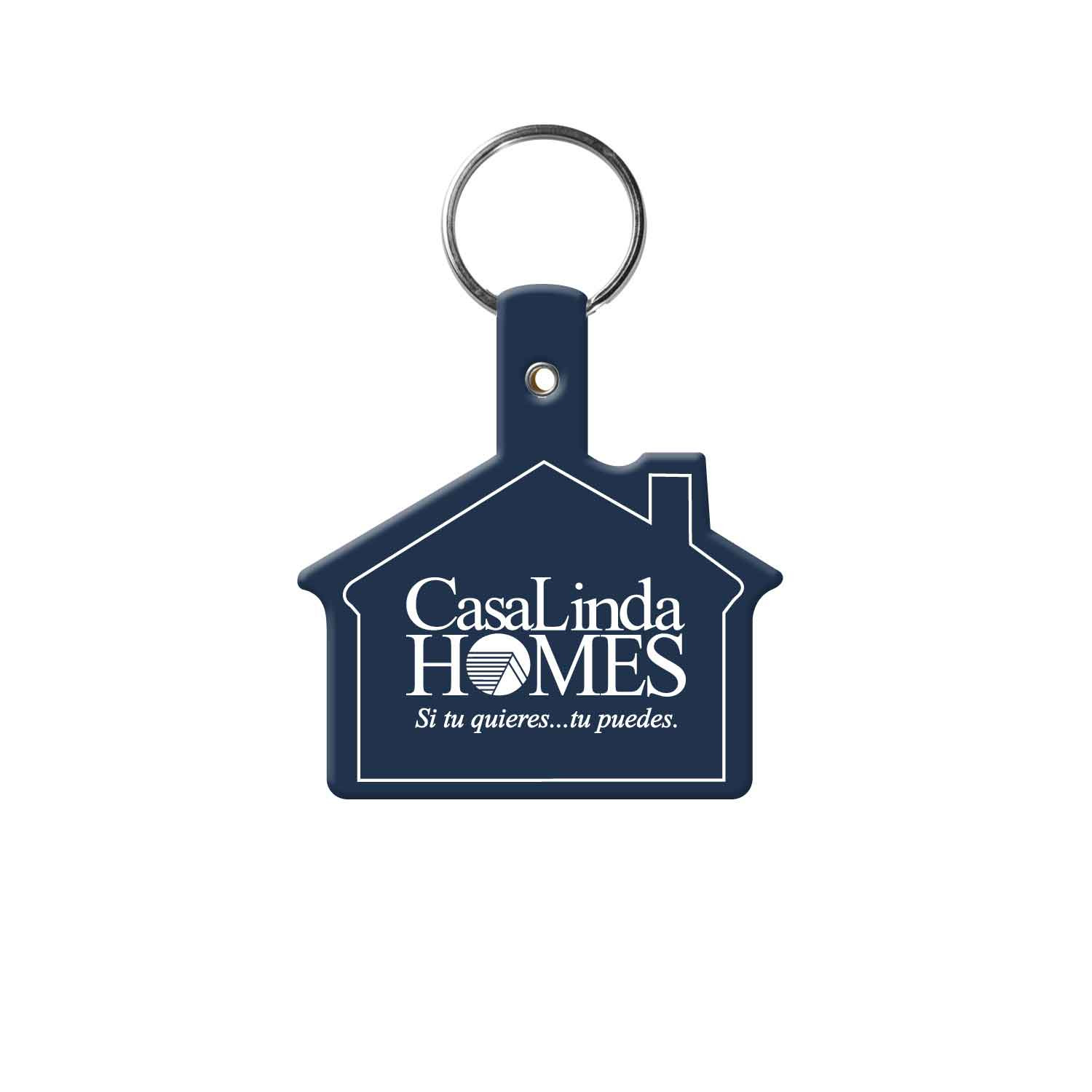 Keychain House Shape Flexible PVC - 2.375 in - View 2 - Imprinted Keychains - product view 3