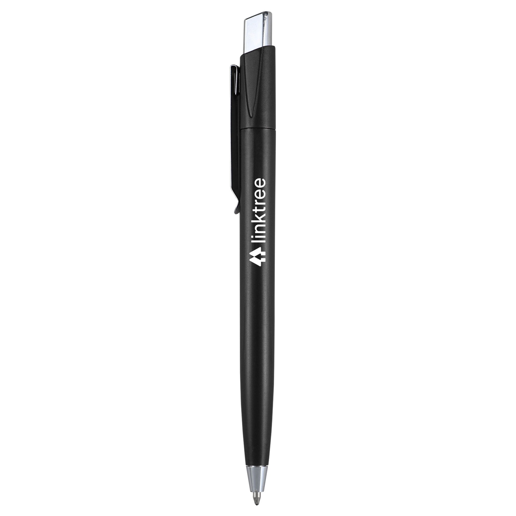 Pen Retractable Metallic Chrome Accents - 5.6 in - View 3 - Branded Custom Plastic Pens - product view 2