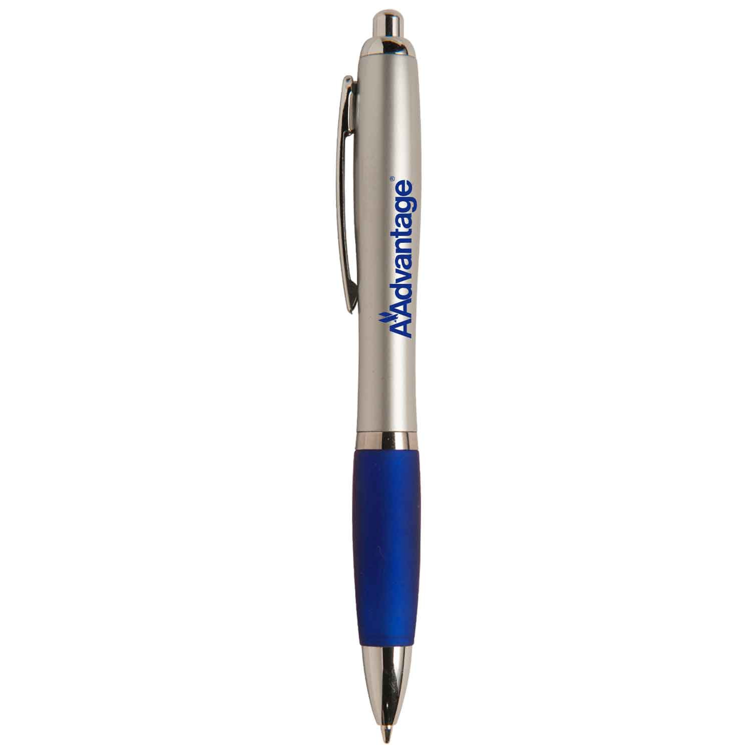 Ballpoint Pen Silver Barrel Colored Rubber Grip - 5.5 in - View 4 - Personalized Custom Metal Pens - product view 5