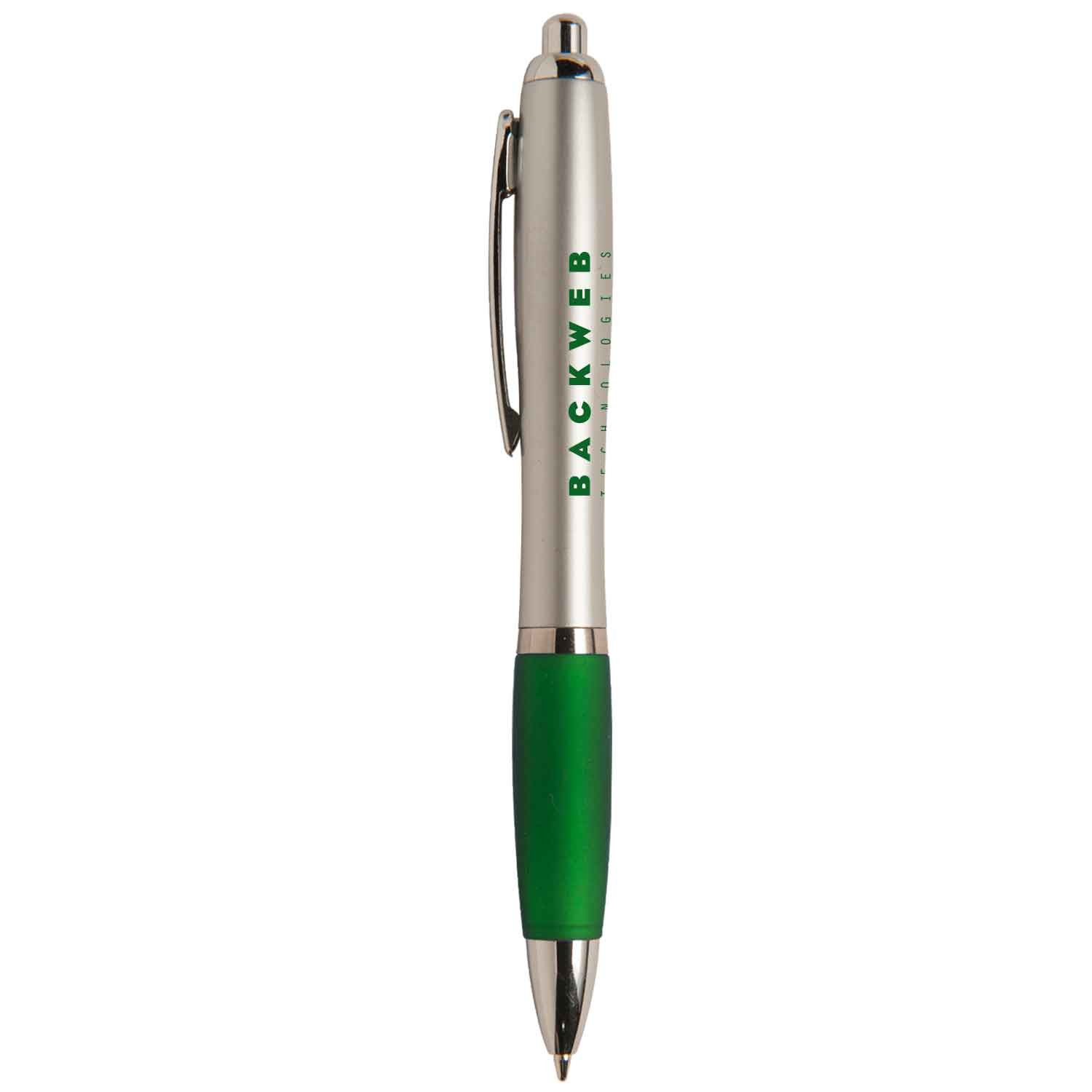 Ballpoint Pen Silver Barrel Colored Rubber Grip - 5.5 in - View 5 - Branded Custom Metal Pens - product view 6