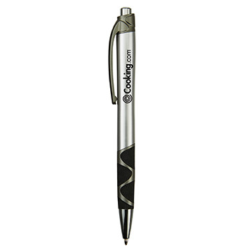 Pen Silver Barrel Chrome Wavy Grip - 5.75 in - View 4 - Imprinted Custom Metal Pens - product view 5