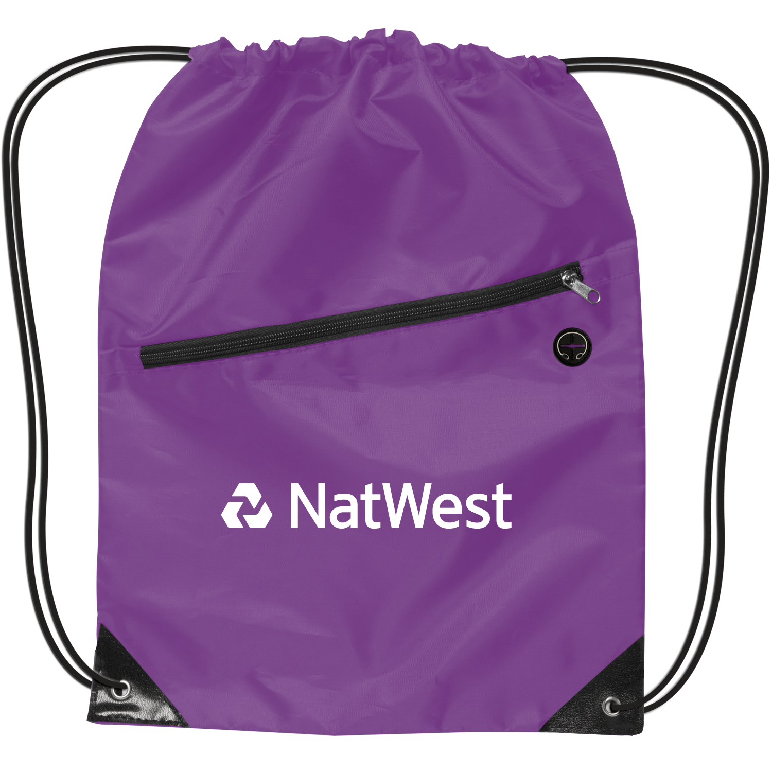 Drawstring Backpack Polyester Front Zipper - 13 x 17 in - View 2 - Promotional Drawstring Bags - product view 3