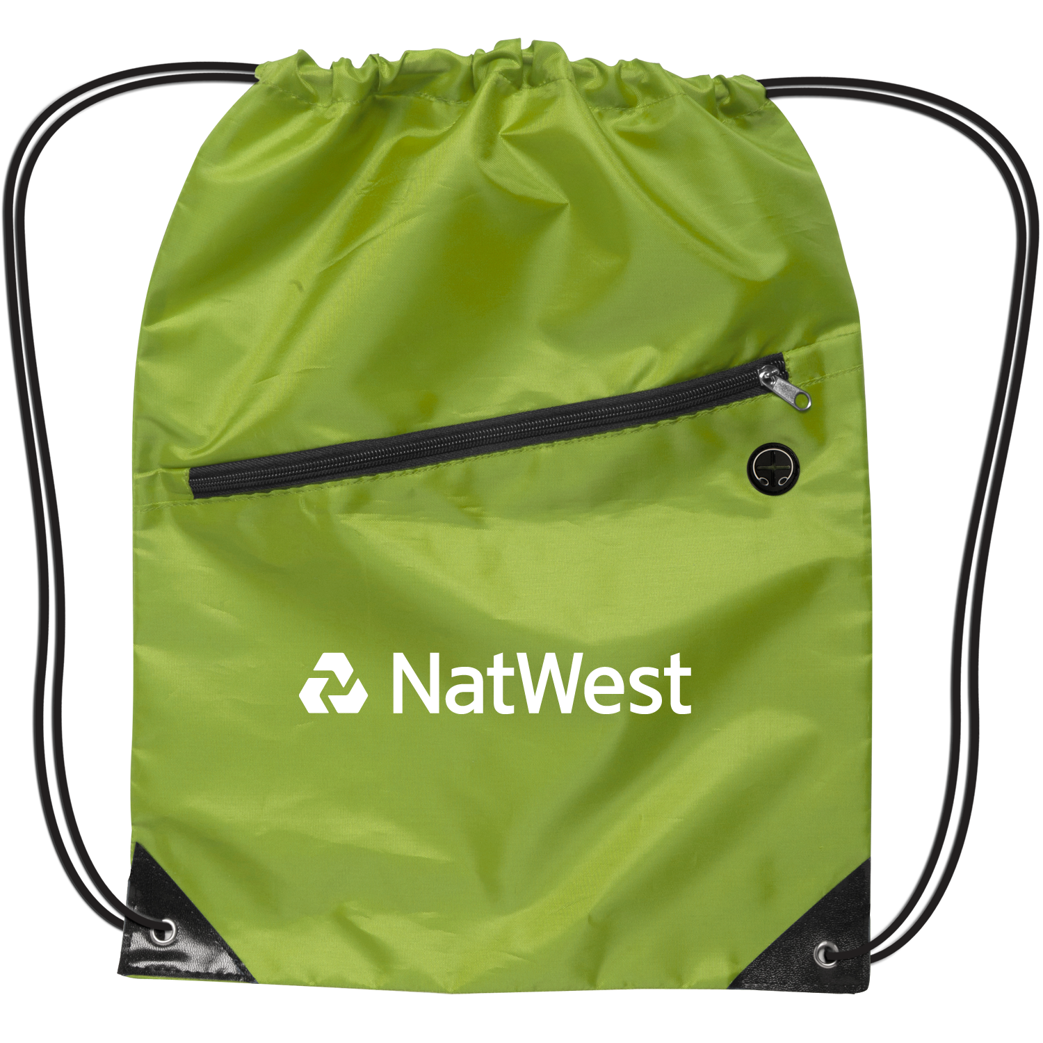 Drawstring Backpack Polyester Front Zipper - 13 x 17 in - View 3 - Personalized Drawstring Bags - product view 4