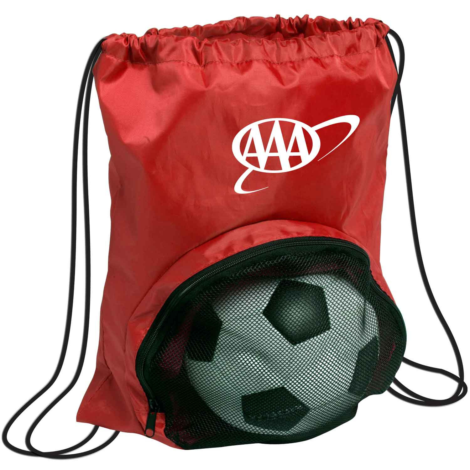 Drawstring Backpack Polyester Ball Pocket - 14 x 17.5 in - View 1 - Promotional Drawstring Bags - product view 2