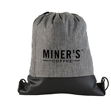 Drawstring Backpack Heathered Polyester - 13.13 x 16.38 in - View 1 - Imprinted Drawstring Bags - product view 2