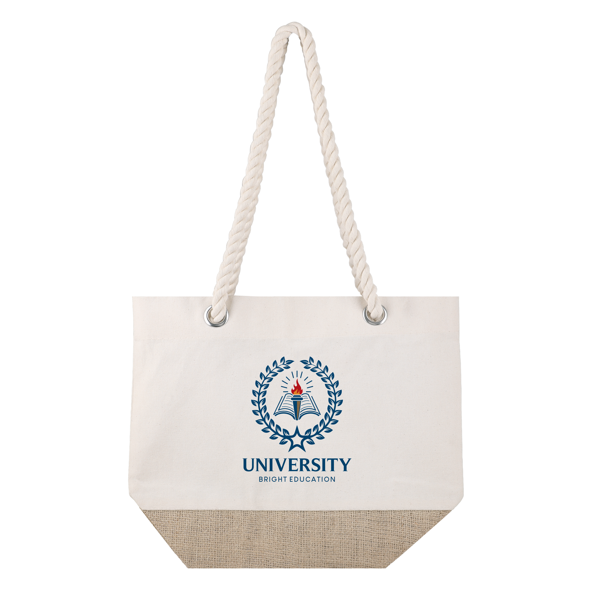 Tote Bag Cotton Canvas with Jute Bottom - 15.25 x 12 in - product view 3