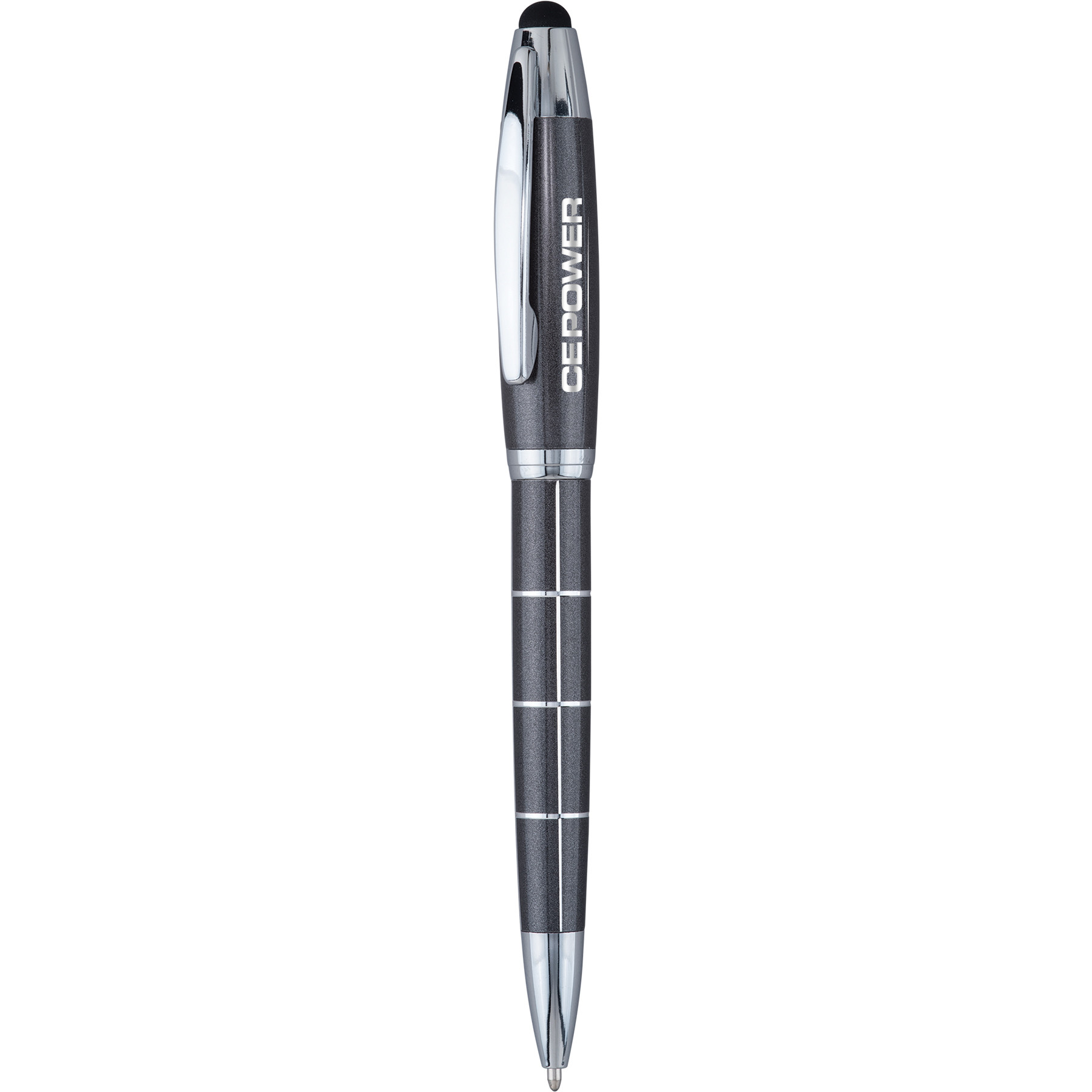 Metal Stylus Pen with Chrome Grid Pattern - 5.7 in - View 2 - Branded Custom Metal Pens - product view 3