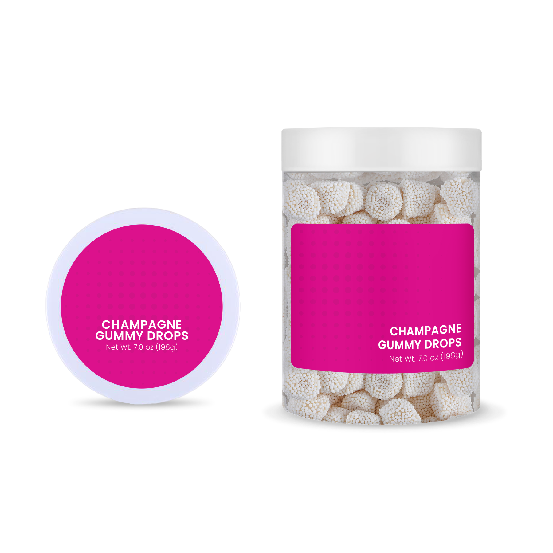 Champagne Flavored Gummy Drops Large Jar - 7 oz Blank - Customizable Mason Jars & Food Jars Before Logo - blank view 3