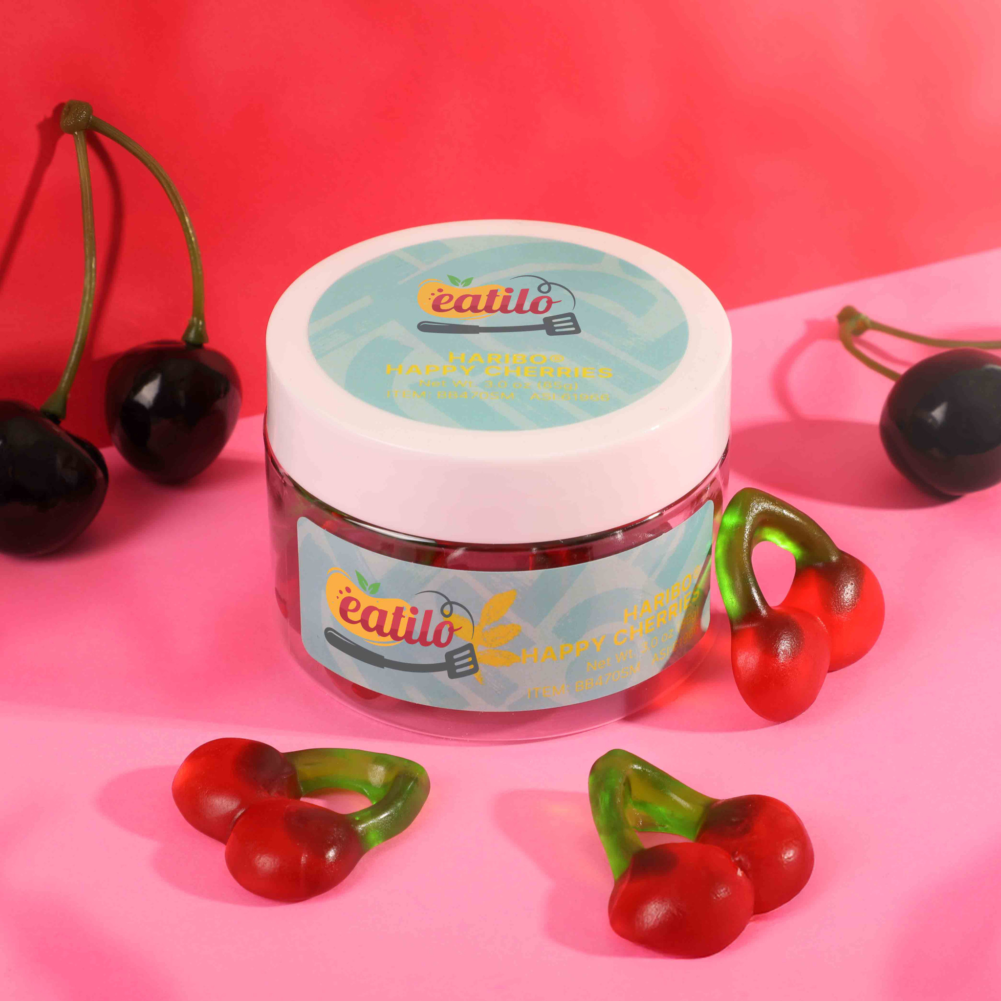 Cherry Gummy Candy Double-Cherry Shape Small Jar - 3 oz - Custom Promotional Product