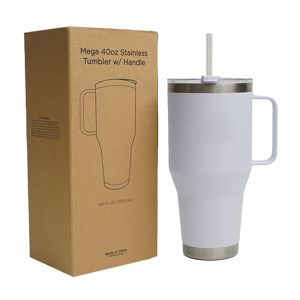Mega Tumbler with Handle - 40 oz Blank - Custom Travel Mugs & Tumblers Before Logo #205727 - blank view 10