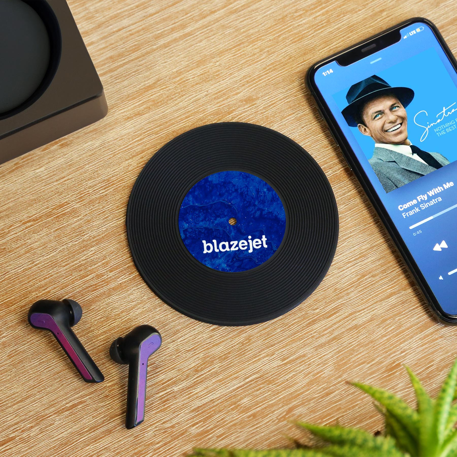 Vinyl Record Style PVC Coaster - 3.875 in - View 1 - Logo Coasters - product view 2