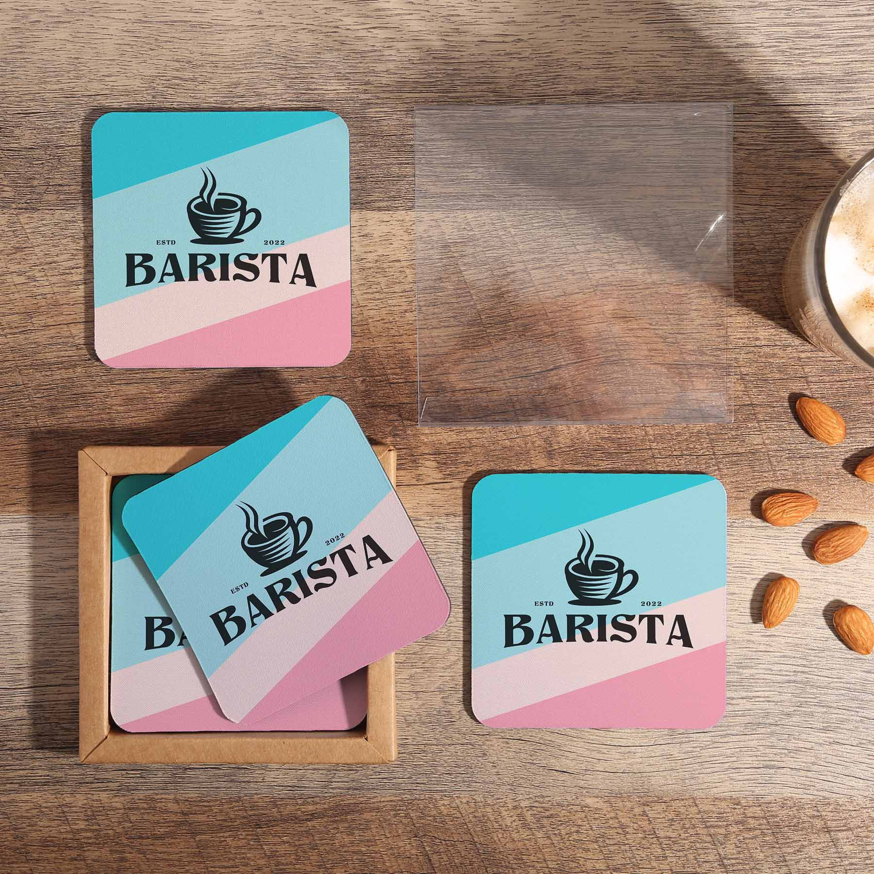 Coaster Set Recycled Polyester Square Dye Sub (4 Pack) - Custom Promotional Product