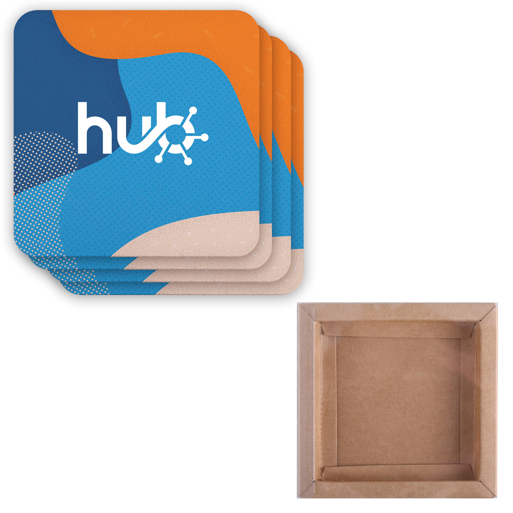 Coaster Set Recycled Polyester Square Dye Sub (4 Pack) - View 2 - Branded Coasters - product view 3