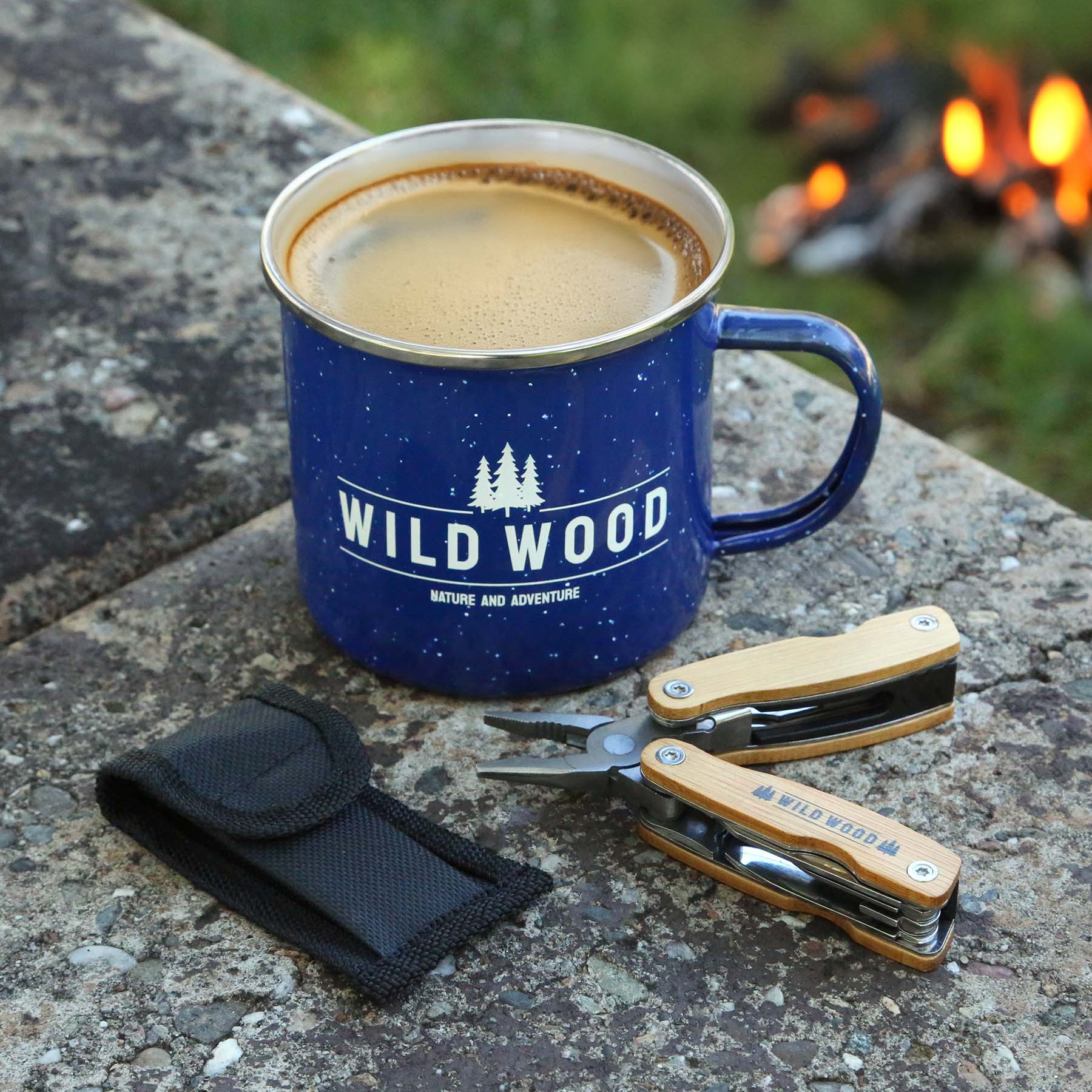 Campfire Kit Enamel Mug with Bamboo Multi-Tool - View 2 - Customizable Tool Kits - product view 3
