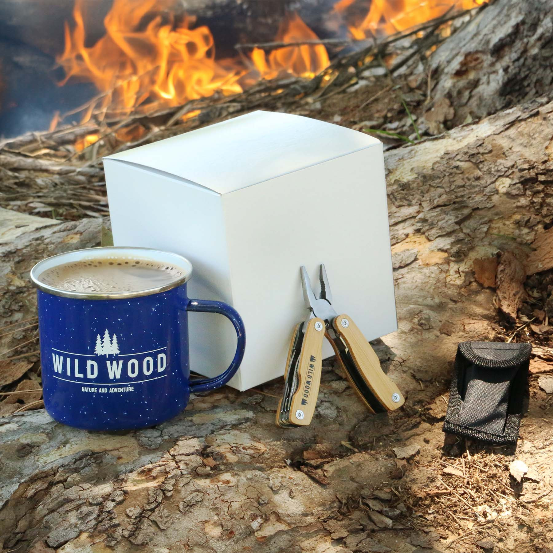 Campfire Kit Enamel Mug with Bamboo Multi-Tool - View 3 - Bulk Custom Tool Kits - product view 4