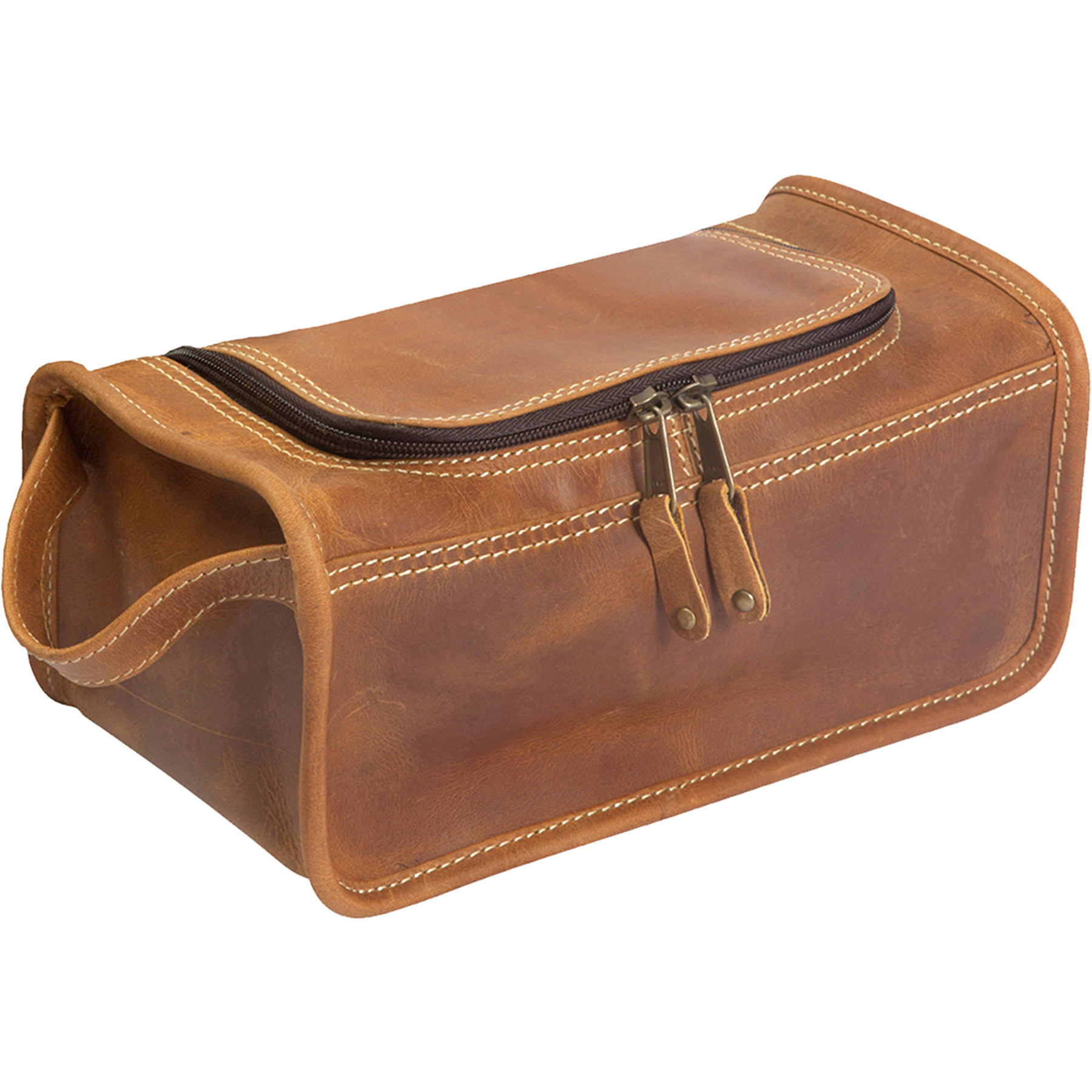 Travel Kit Bag Leather Buffalo Hide Wide Opening - View 3 - Imprinted Travel Kits & Accessories - product view 4