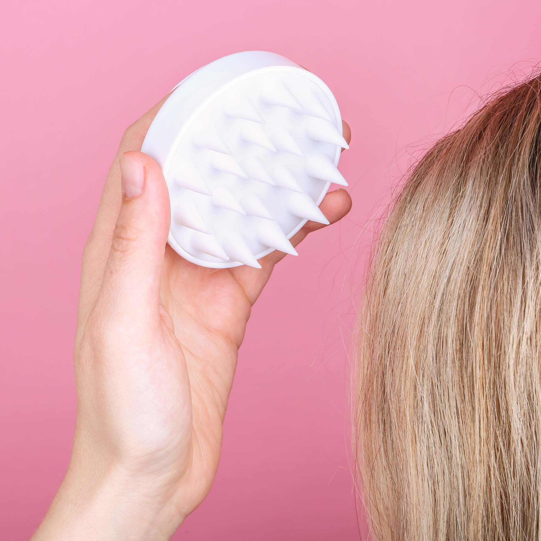 Scalp Massager Silicone Bristles Oval - 3.1 x 2.5 in - View 4 - Imprinted Massage & Relaxation - product view 5