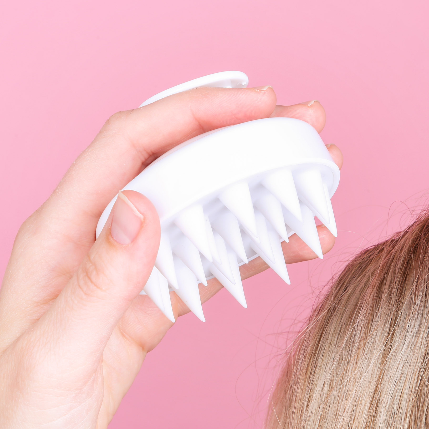 Scalp Massager Silicone Bristles Oval - 3.1 x 2.5 in - View 2 - Branded Massage & Relaxation - product view 3